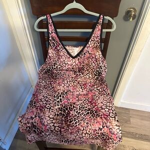 Leopard Print Pink and Brown Women's Pajama Top